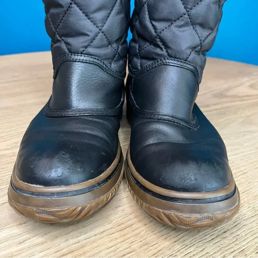 Coach Samara Black Quilted Midi Snow Boots Nylon Leather Women’s Size 6